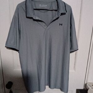 Under Armour Men’s Light Gray Polo with Black Logo Trim